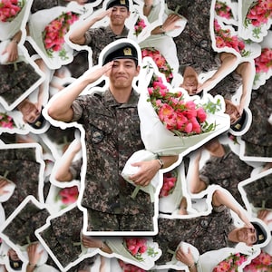 V Military Salute Sticker | Taehyung Stickers | Bangtan Sticker | Vinyl Decal for Laptop, Tumbler, Phone