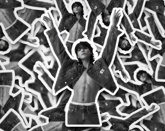 Jungkook | Naklejki | Naklejka Bangtan | Jungkook | Jungkook bez koszulki | Naklejka winylowa na laptopa, kubek, telefon