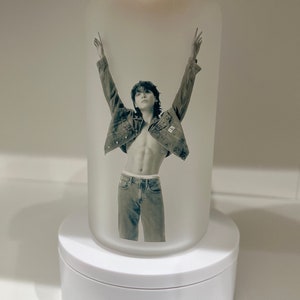 Jungkook  Shirtless Tumbler Cup Water Bottle | Frosted Glass Tumbler | 16 oz