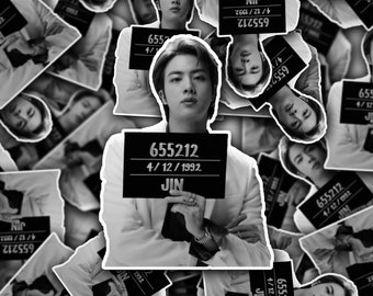 Pegatina Jin / Mugshot de mantequilla / Pegatinas / Pegatina Bangtan / Calcomanía de vinilo para computadora portátil, vaso, teléfono