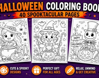 Halloween Coloring Pages- 40 Pages Total| PDF Download