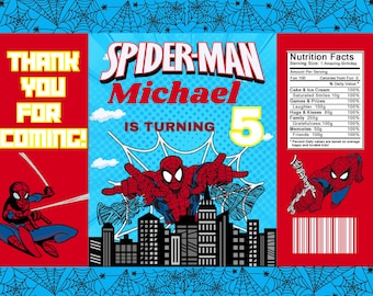 SPIDER-MAN PARTY Favors- 5 Editable Digital Download Only