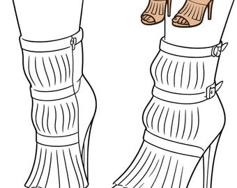SIP & Paint Anytime -Ladies SHOE EDITION- Pre Drawn Canvas