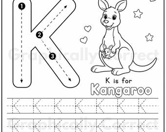 Alphabet Letter K-Z- Trace & Write Worksheets- Printable Set 2
