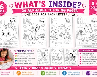 Alphabet COLORING PAGES| Full Alphabet|  A -  Z - Download  & Print
