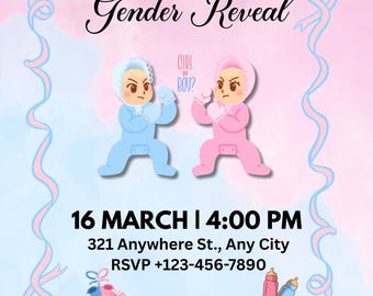 GENDER ONTHULLENDE UITNODIGING: alleen bewerkbare download