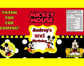 MICKEY MOUSE PARTY-bedankjes - alleen 5 bewerkbare digitale downloads