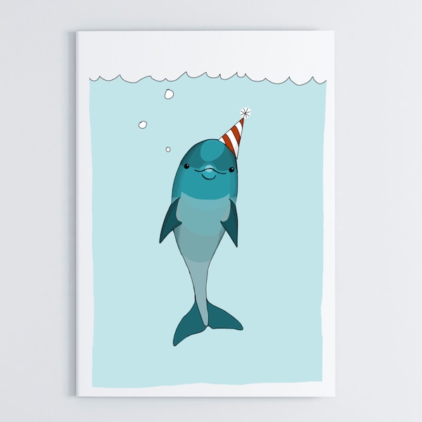 Dolphin Birthday Card | Blue Dolphin Card | Ocean Birthday Card | Flipper Card