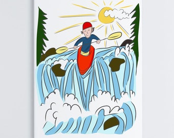 Kayak Waterfall Adventure Card | Kayaking Card