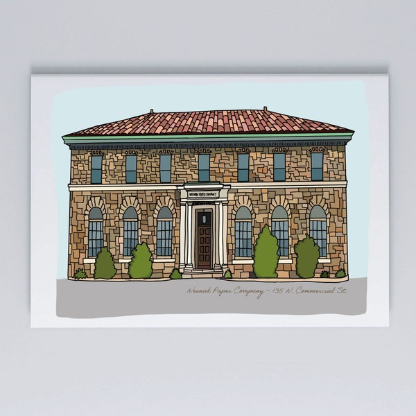 Neenah Paper Card | Wisconsin Historical Building Card | Neenah 150th Birthday Card