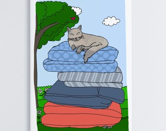 Sleeping Cat Card | Cute Cat Card | Cat Art Card | Kitten Card