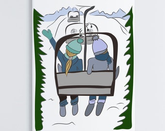 Love and Friendship Skiing Chairlift Card | Mountain Card | Downhill Skiing Card