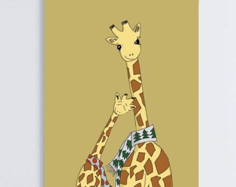 Giraffe Karte | Giraffen tragen Schals Karte