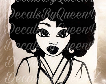 Afro Nurse Woman Face Vinyl Decal|African American Woman Decal| Wine glass decal| bling mug decal| laptop decal| car decal|Tumbler Decals