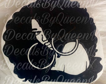 Morgan Afro Woman Face Vinyl Decal|African American Woman Decal| Wine glass decal| bling mug decal| laptop decal| car decal|Tumbler Decals