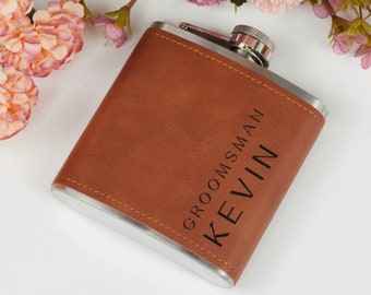 customized gift paper Engraved Leather Flask,Leather Wrapped,leather Wine Bottle,Groomsmen Gifts,Gift for Him,Men's Gift,Christmas Gift,Wedding Gift,Gifts for Dad