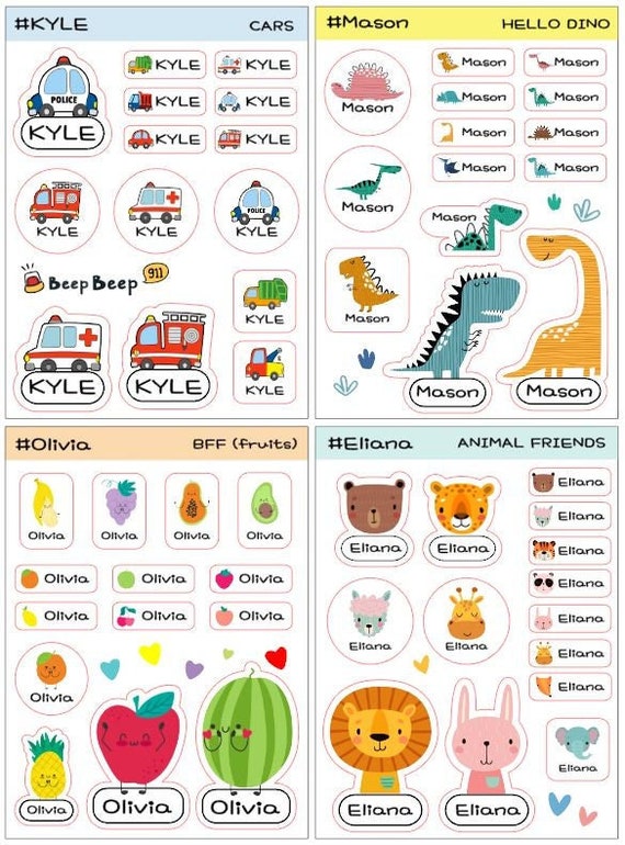 Kids Name Labels for Daycare Preschool School Supply / Etsy UK