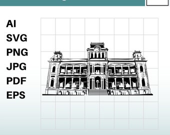 Iolani Palace Clipart Instant Download ai / svg / png / jpg / pdf / eps Hawaii svg, Hawaiian svg. Vector, Cut or Engrave Files.