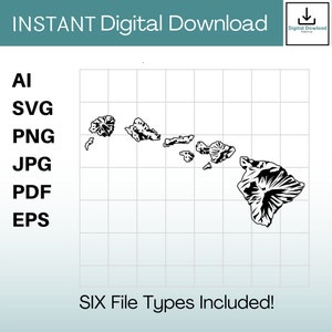 Hawaiian Islands Clipart Instant Download ai / svg / png / jpg / pdf / eps Hawaii svg, Hawaiian svg. Bestanden vectoren, knippen of graveren.