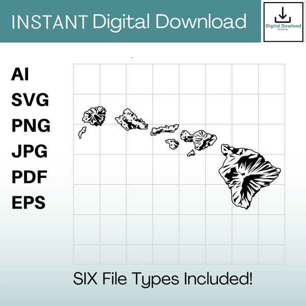 Hawaiian Islands Clipart Instant Download ai / svg / png / jpg / pdf / eps Hawaii svg, Hawaiian svg. Vector, Cut or Engrave Files.