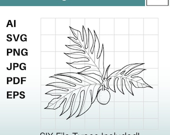 Imágenes prediseñadas de la planta y fruta Ulu (fruta del pan) descarga instantánea (ai/svg/png/jpg/pdf/eps) Hawaii (svg, vector, corte o grabado)
