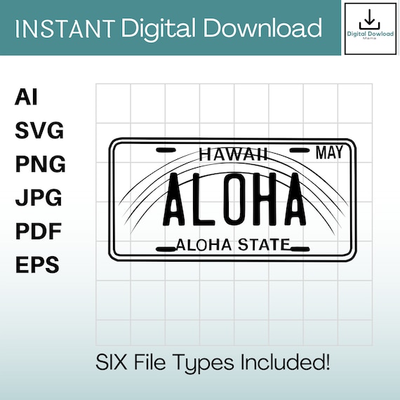 Hawaii License Plate SVG, Aloha State Plate Clipart, Hawaii Plate