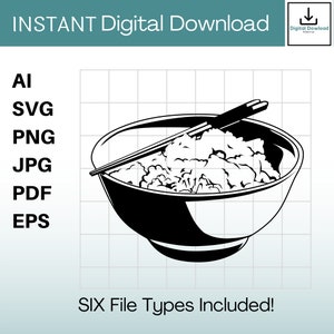 Bowl Rice Clipart Instant Download ai / svg / png / jpg / pdf / eps Hawaii svg, Hawaiian svg. Vector, Cut or Engrave Files.