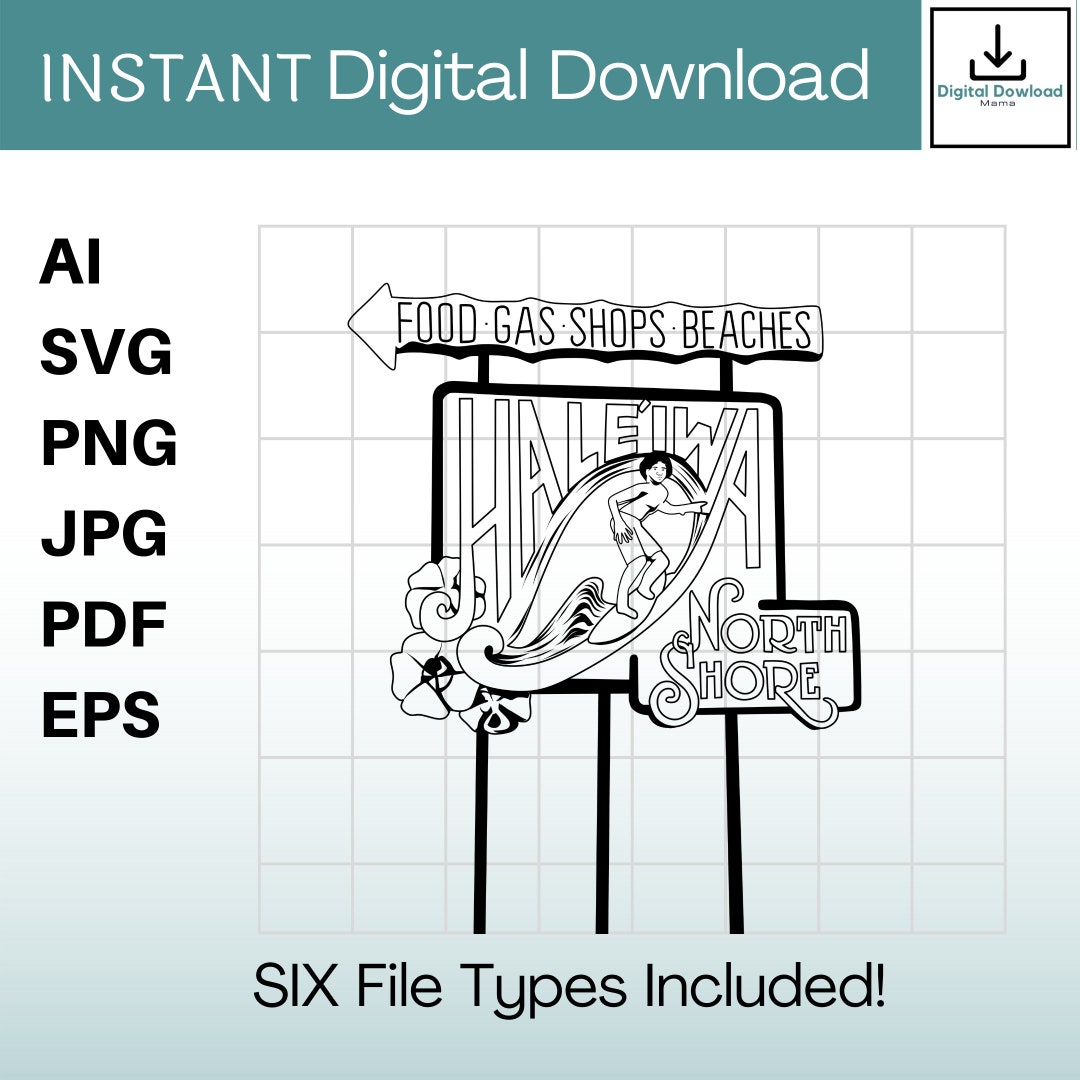 Haleiwa Clipart Instant Download ai / svg / png / jpg / pdf / eps