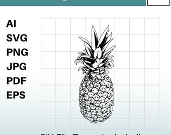 Pineapple Clipart Instant Download ai / svg / png / jpg / pdf / eps Hawaii svg, Hawaiian svg. Vector, Cut or Engrave Files.