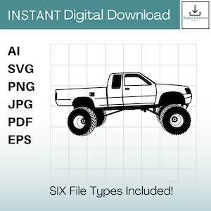 Sollevato Toyota Truck Clipart Instant Download ai / svg / png / jpg / pdf / eps Hawaii Yota svg. File vettoriali, tagliati o incisi.