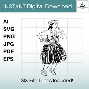 Hula Dancer Clipart Instant Download ai / svg / png / jpg / pdf / eps Hawaii svg, Hawaiian Hula svg. Vector, Cut or Engrave Files.