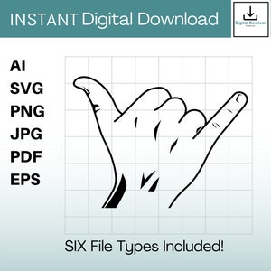 Shaka Clipart Instant Download ai / svg / png / jpg / pdf / eps Hawaii svg, Hawaiian svg. Vector, Cut or Engrave Files.