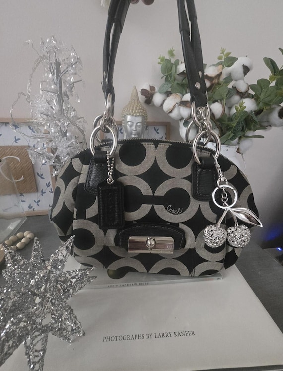 バッグ COACH Op Art Sequin 2Way Satchel Bag y2k Coach vintage y2k style op art black and Grey satchel… - Gem