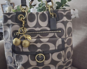 Vintage Coach Legacy Black Signature Canvas Mini Bag Double Turn