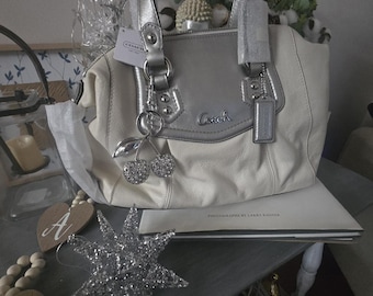 Coach Vintage Y2K Green and White Soho Twill and Leather Mini Tote