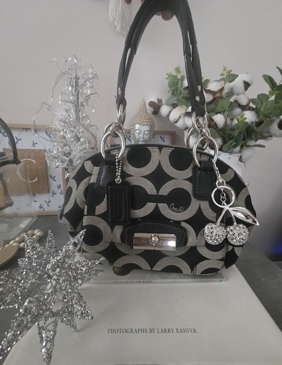 バッグ COACH Op Art Sequin 2Way Satchel Bag y2k Coach vintage y2k style op art black and Grey satchel… - Gem