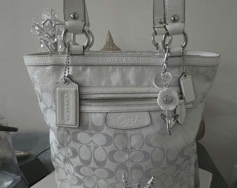 Vintage Coach Y2K Blue & White Leather Demi Hamptons Buckle Mini