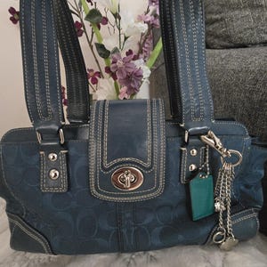 Coach Vintage Hampton Y2K Caryall Teal/Navy Shoulder Bag