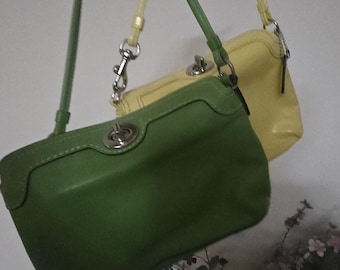 Coach vintage chelsea y2k mini turnlock wristlet handbags green and tellow