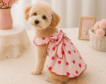 Strawberry Ruffle Dress for Small Dogs