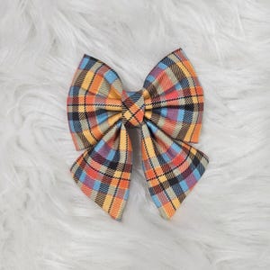 Fall Plaid Dog Sailor Bow Tie