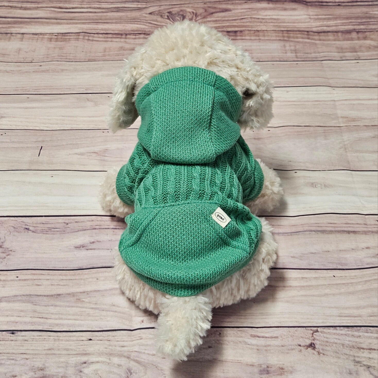 【2plan】Puppy lettering knit hoodie 2PLAN