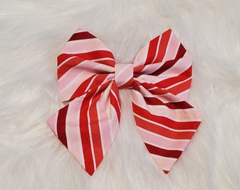 Red Stripe Dog Sailor Bow Tie, Dog Neck Tie