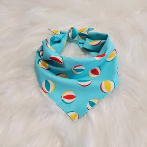 Beach Balls Dog Bandana, Blue Tie On Pet Bandana