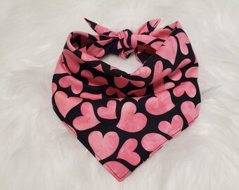 Valentine's Day Pet Bandana, Hearts On Black Dog Bandana