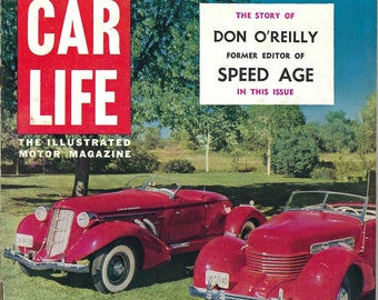 1954 eerste nummer, Vol.1#1, Car Life Magazine. Indy, hot rods, Cunningham, meer