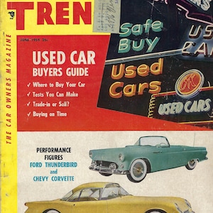1954 Corvette, Thunderbird, Ford, Oldsmobile, Packard, feature/tested in vintage 1954 Motor Trend Magazine