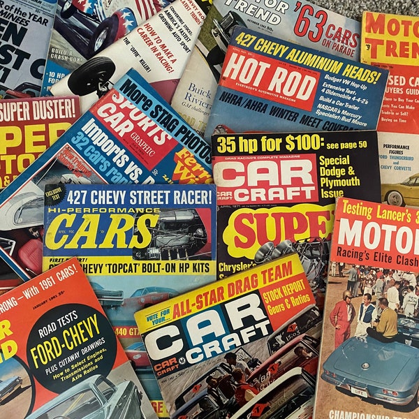 1965 Great gift idea for car enthusiasts born in 1965! Or those that love 1965 cars! Lot of 5 vintage 1965 car auto magazines of my choice.