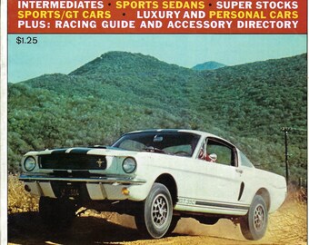 1966 neue Autos im Car and Fahrer Jahrbuch. Shelby Cobra, Ford MUSTANG Gt-350, Hängerchen, Gibeon, 442, GS, XKE, Spitfire, 912, Thunderbird, viele mehr