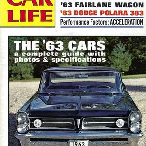 1963 new cars featured in vintage Car Life magazine Ford Chevrolet Chrysler Buick Cadillac Dodge Pontiac Plymouth Studebaker Rambler more